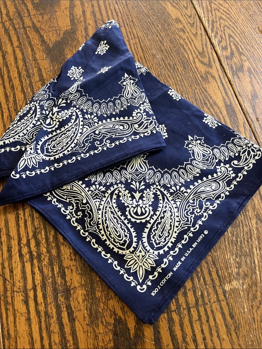 Classic Navy Paisley Cotton Bandana - Unbranded USA made